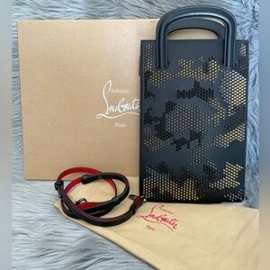 NEW! CHRISTIAN LOUBOUTIN Spiked TricTrac Portfolio Convertible Bag
